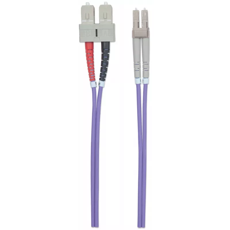 Cabo de rede de fibra ótica Intellinet, OM4, LC/SC, 2 m, violeta, duplex, multimodo, 50/125 µm, LSZH, fibra, garantia vitalícia