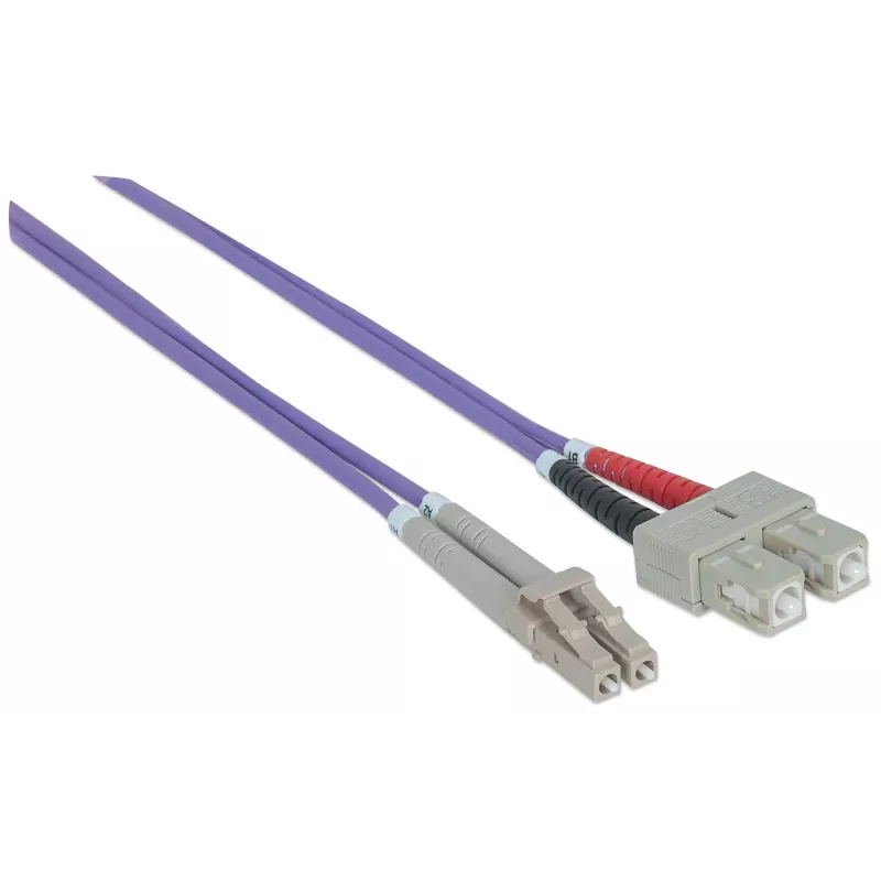 Intellinet 751049 Cabo de ligação de fibra ótica, LC multimodo (M) para SC multimodo (M), OM4, 50/125 µm, 1 m, sem halogéneos, violeta