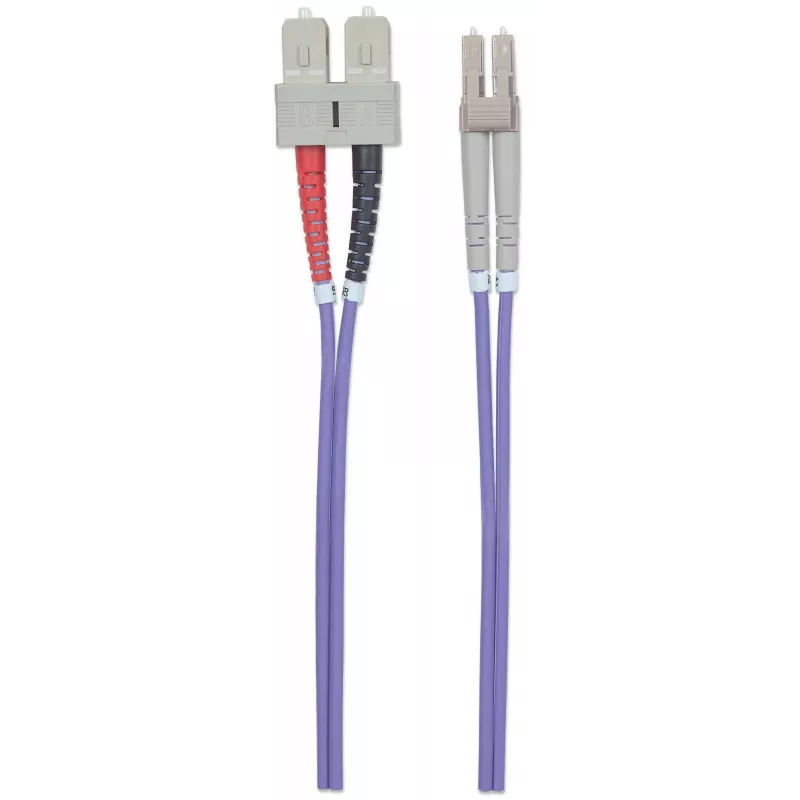 Intellinet 751049 Cabo de ligação de fibra ótica, LC multimodo (M) para SC multimodo (M), OM4, 50/125 µm, 1 m, sem halogéneos, violeta