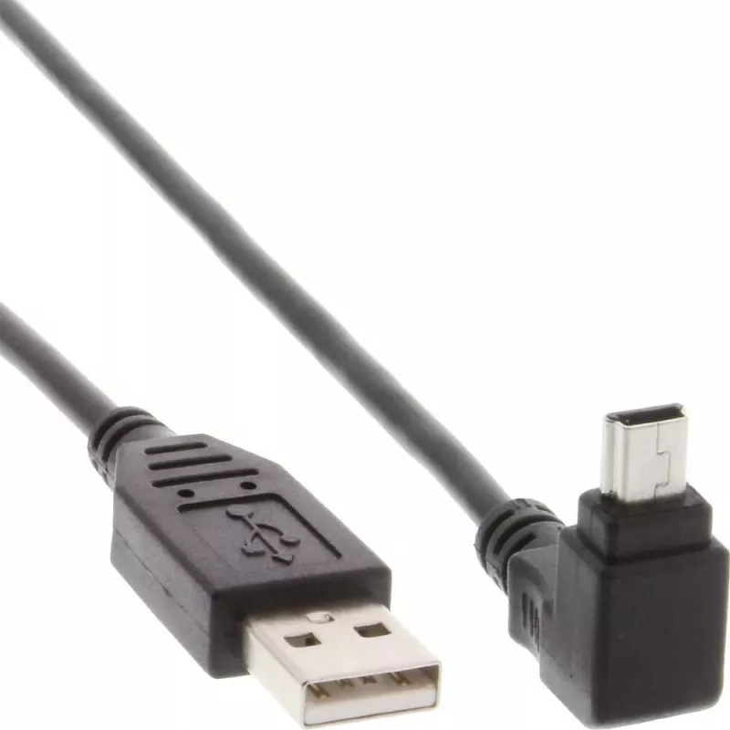 Cabo USB 2.0 Techly ficha A / ficha Mini B 90° 1,8 m preto ICOC MUSB-AA-018ANG