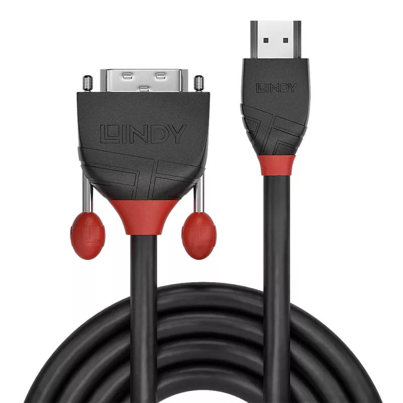 Cabo HDMI para DVI Lindy 0,5 m, linha preta