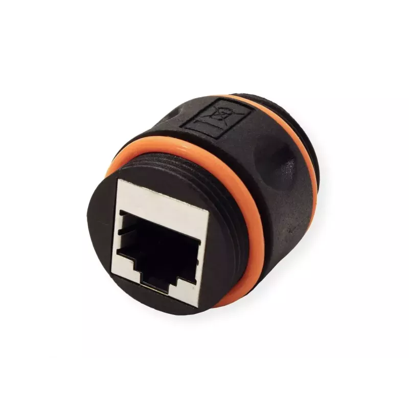VALUE 21.99.3007 acoplador RJ-45 blindado, Cat.6A, para exterior e indústria, preto