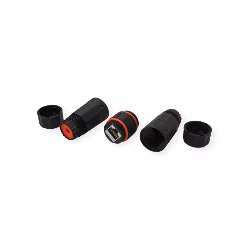 VALUE 21.99.3007 acoplador RJ-45 blindado, Cat.6A, para exterior e indústria, preto