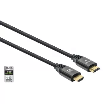 Cabo HDMI Manhattan 8K@60Hz 1 m entrançado ficha macho para ficha macho preto