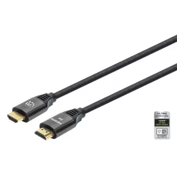 Cabo HDMI com Ethernet Manhattan 8K@60Hz 2 m entrançado ficha macho para ficha macho preto