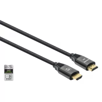 Cabo HDMI com Ethernet Manhattan 8K@60Hz 2 m entrançado ficha macho para ficha macho preto
