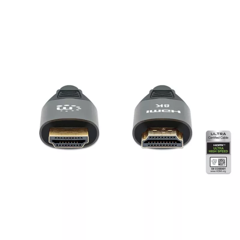 Cabo HDMI com Ethernet Manhattan 8K@60Hz 2 m entrançado ficha macho para ficha macho preto