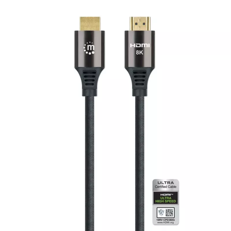 Cabo HDMI Manhattan 8K 60Hz 3 m ficha macho para ficha macho preto