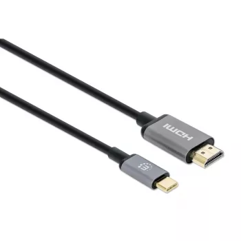 Cabo USB-C para HDMI Manhattan, 4K@60Hz, 1 m, preto, ficha macho para ficha macho, três anos de garantia, corresponde a CDP2HD2MBNL