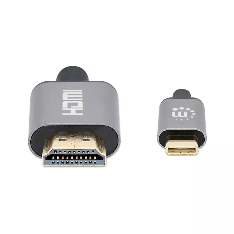 Cabo USB-C para HDMI Manhattan, 4K@60Hz, 1 m, preto, ficha macho para ficha macho, três anos de garantia, corresponde a CDP2HD2MBNL