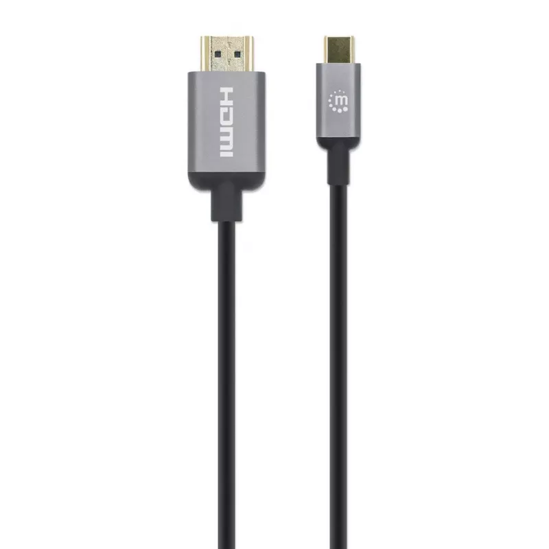 Cabo USB-C para HDMI Manhattan, 4K@60Hz, 1 m, preto, ficha macho para ficha macho, três anos de garantia, corresponde a CDP2HD2MBNL