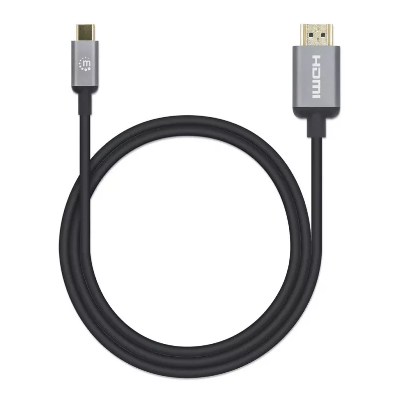 Cabo USB-C para HDMI Manhattan, 4K@60Hz, 1 m, preto, ficha macho para ficha macho, três anos de garantia, corresponde a CDP2HD2MBNL