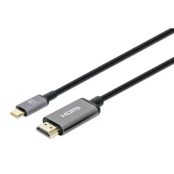 Cabo USB-C para HDMI Manhattan, 4K@60Hz, 2 m, preto, ficha macho para ficha macho, três anos de garantia, corresponde a CDP2HD2MBNL