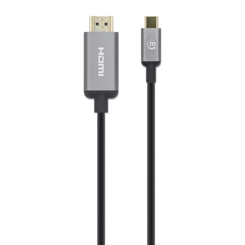 Manhattan 153607 cabo de USB-C para HDMI, macho-macho, blindagem dupla, 2 m, preto/prateado