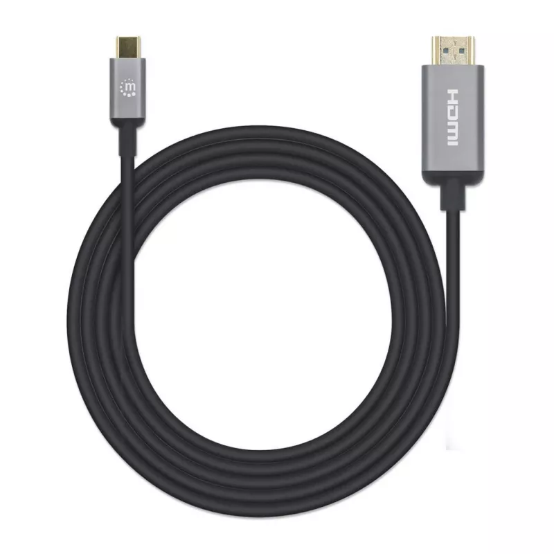Manhattan 153607 cabo de USB-C para HDMI, macho-macho, blindagem dupla, 2 m, preto/prateado