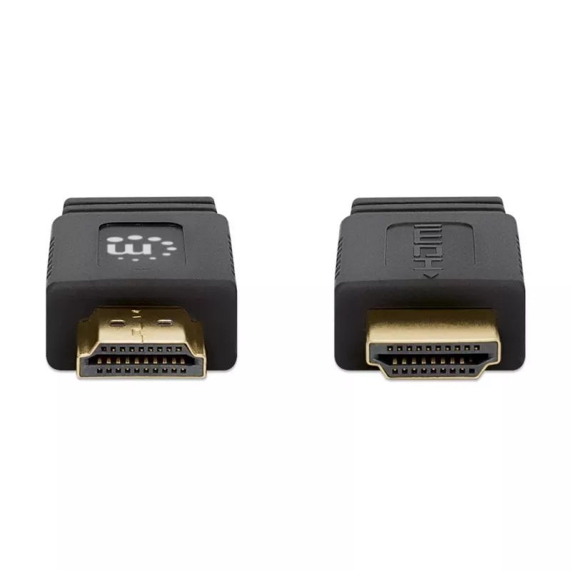 Cabo HDMI com Ethernet Manhattan (plano), 4K@60Hz (Premium High Speed), 10 m, ficha macho para ficha macho, preto, Ultra HD 4K x 2K, totalmente blindado, contactos dourados, garantia vitalícia