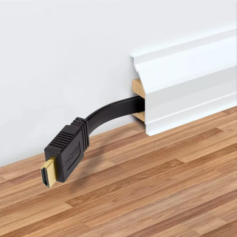 Cabo HDMI com Ethernet Manhattan (plano), 4K@60Hz (Premium High Speed), 10 m, ficha macho para ficha macho, preto, Ultra HD 4K x 2K, totalmente blindado, contactos dourados, garantia vitalícia