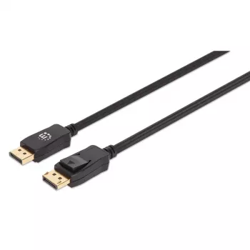 Cabo DisplayPort 1.4 Manhattan, 8K@60Hz, 3 m, cabo entrançado, ficha macho para ficha macho, com bloqueios, totalmente blindado, preto, garantia vitalícia, corresponde a DP14MM3M