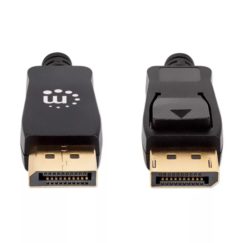 Cabo DisplayPort 1.4 Manhattan, 8K@60Hz, 3 m, cabo entrançado, ficha macho para ficha macho, com bloqueios, totalmente blindado, preto, garantia vitalícia, corresponde a DP14MM3M
