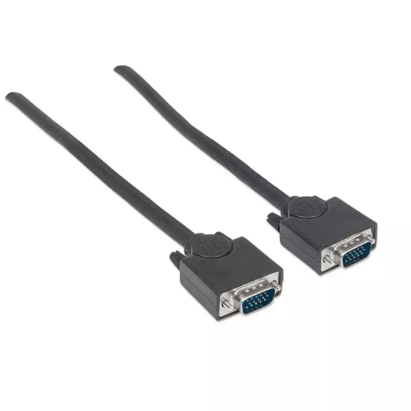 Cabo de monitor VGA Manhattan 311731 1,8 m preto ficha macho para ficha macho