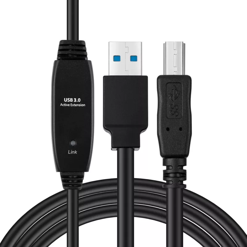 Cabo ativo USB 3.2 Gen 1 A-B MicroConnect 10 m, preto, USB A para USB B