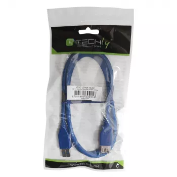 Cabo de extensão USB 3.0 Techly A macho / A fêmea 0,5m azul ICOC U3-AA-005-EX