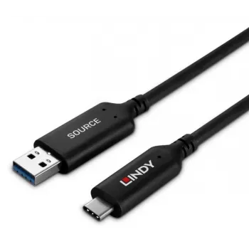 Cabo híbrido de fibra ótica Lindy 50m USB 3.2 Gen 1 Type-A para C