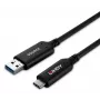 Cabo híbrido de fibra ótica Lindy 50m USB 3.2 Gen 1 Type-A para C