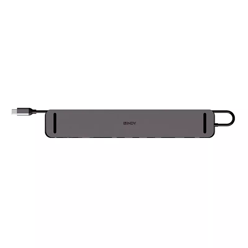 Lindy DST-Mini XT 810, docking station mini para portátil USB-C com ecrã único (8K) ou ecrã duplo (4K60) e carregamento pass-through de 100W