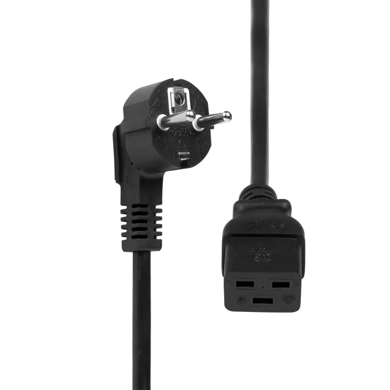 Cabo de alimentação ProXtend angulado Type-F-Schuko para C19 preto 1m 250V 10A