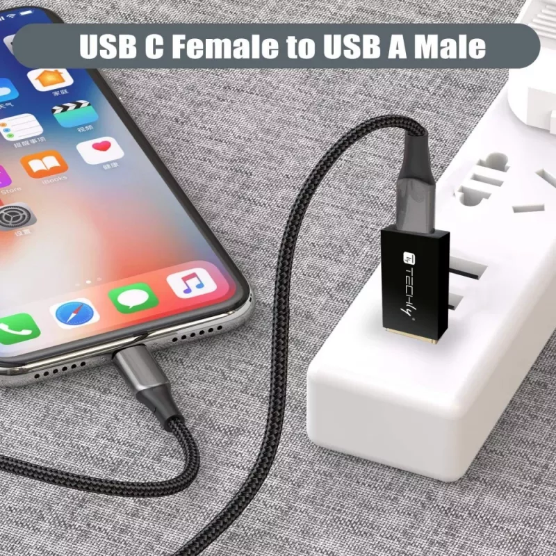 Adaptador USB Techly IADAP USB3-AFT USB A para USB C preto