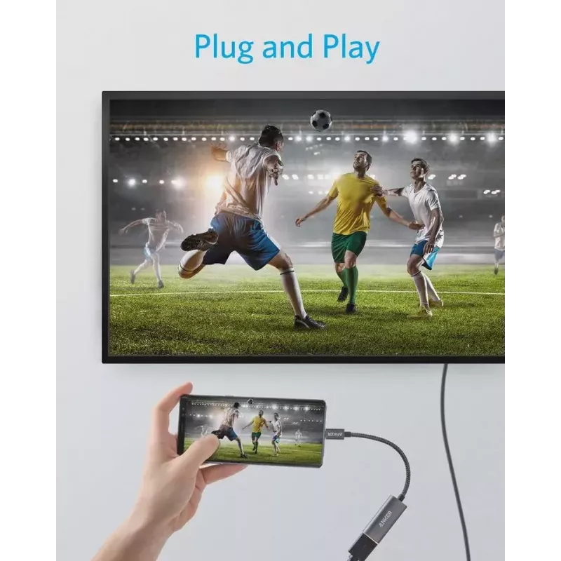 Adaptador gráfico USB Anker A83120A1 — USB 3.2 Gen 1, preto/cinzento, cabo 0,15 m