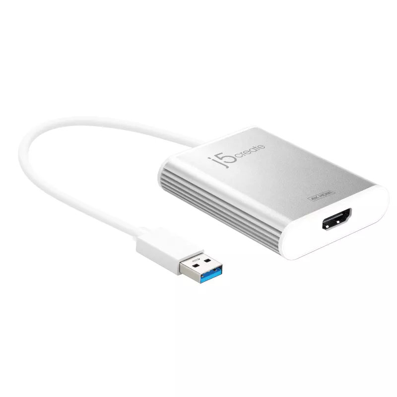 Adaptador de ecrã j5create JUA354 USB 3.0 para 4K HDMI prateado