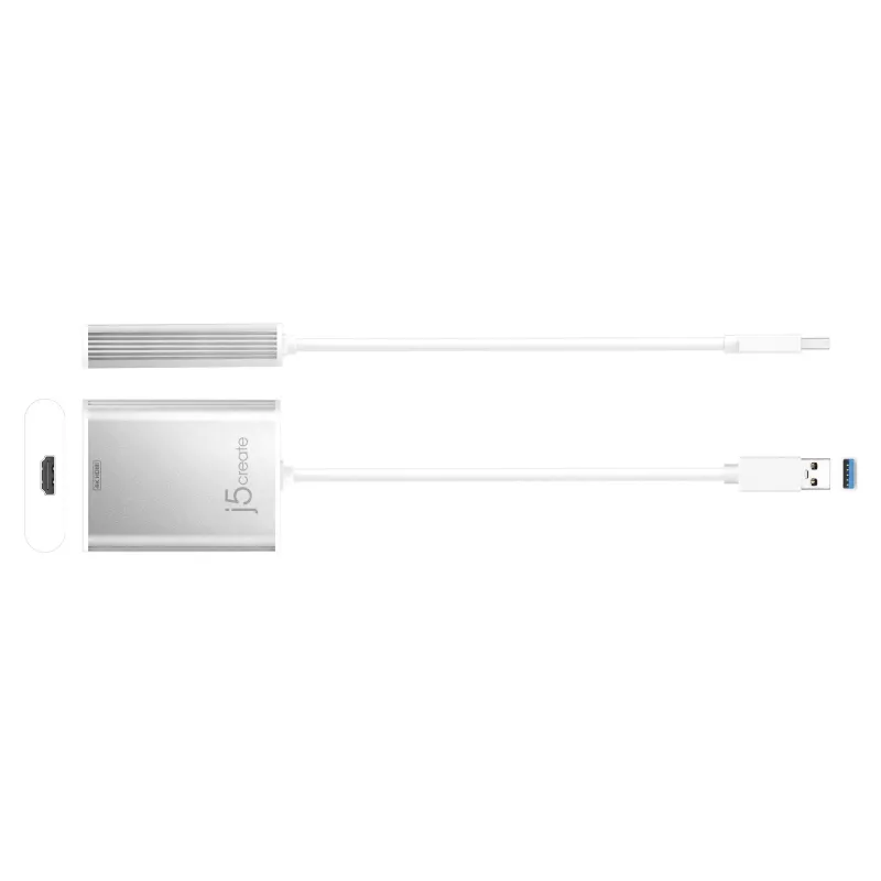 Adaptador de ecrã j5create JUA354 USB 3.0 para 4K HDMI prateado