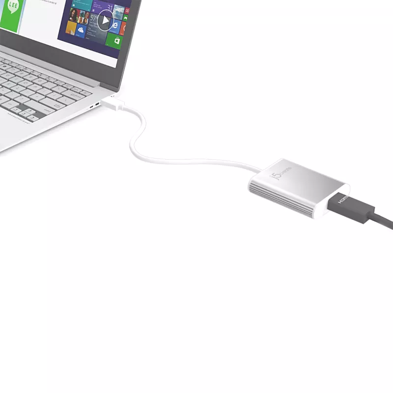 Adaptador de ecrã j5create JUA354 USB 3.0 para 4K HDMI prateado