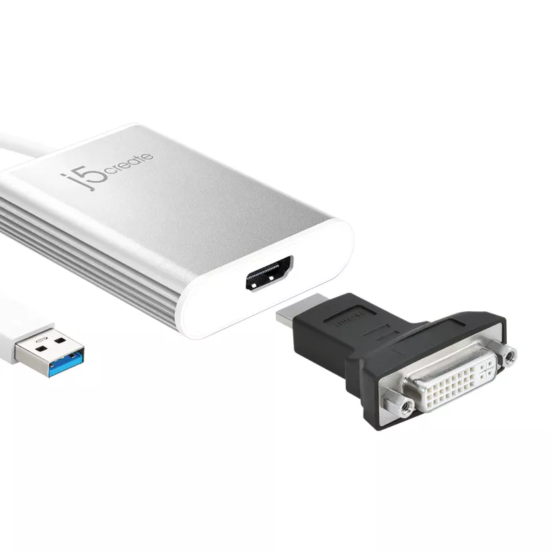 Adaptador de ecrã j5create JUA354 USB 3.0 para 4K HDMI prateado
