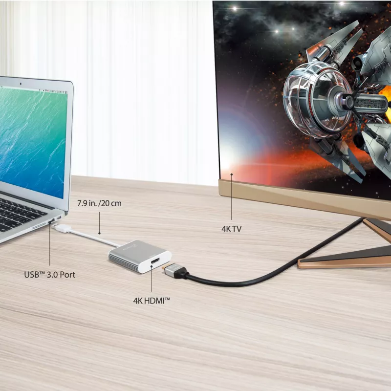 Adaptador de ecrã j5create JUA354 USB 3.0 para 4K HDMI prateado