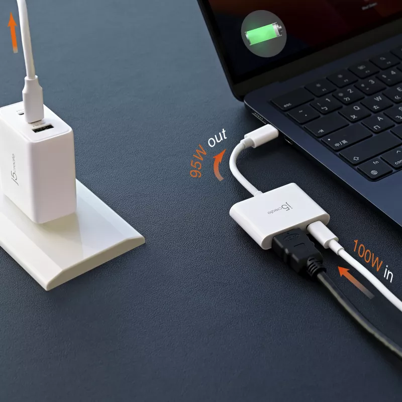 Adaptador j5create JCA152 USB-C® para HDMI™ 4K com Power Delivery, preto