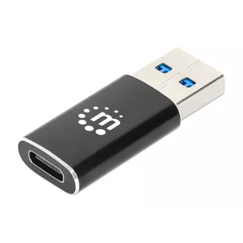 Adaptador Manhattan USB-C para USB-A, conector fêmea para conector macho, 10 Gbit/s (USB 3.2 Gen2 aka USB 3.1), SuperSpeed+ USB, preto, garantia vitalícia