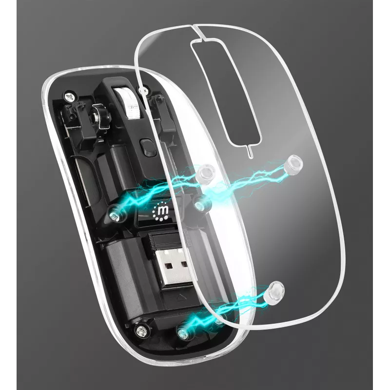 Rato sem fios Manhattan Transparente recarregável USB