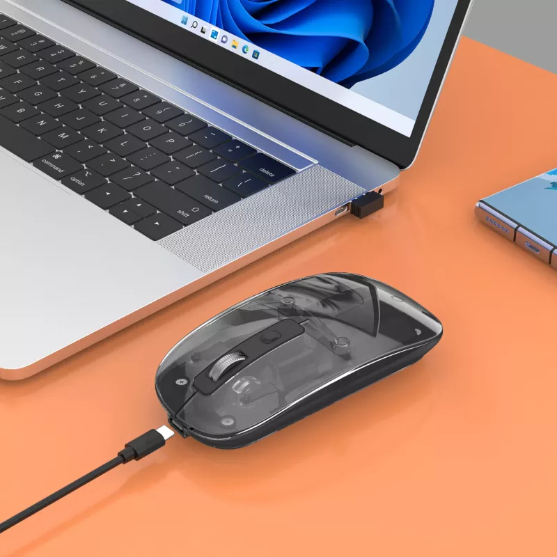 Rato sem fios Manhattan Transparente recarregável USB