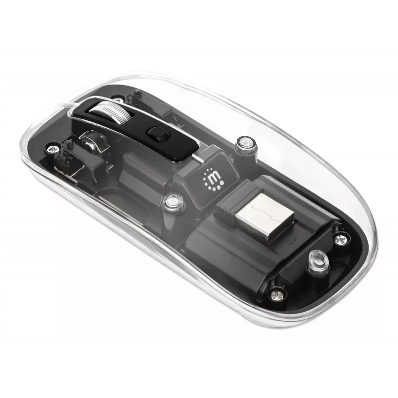 Rato sem fios Manhattan Transparente recarregável USB