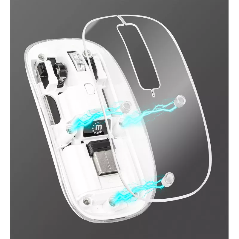 Rato sem fios recarregável USB Manhattan Transparente