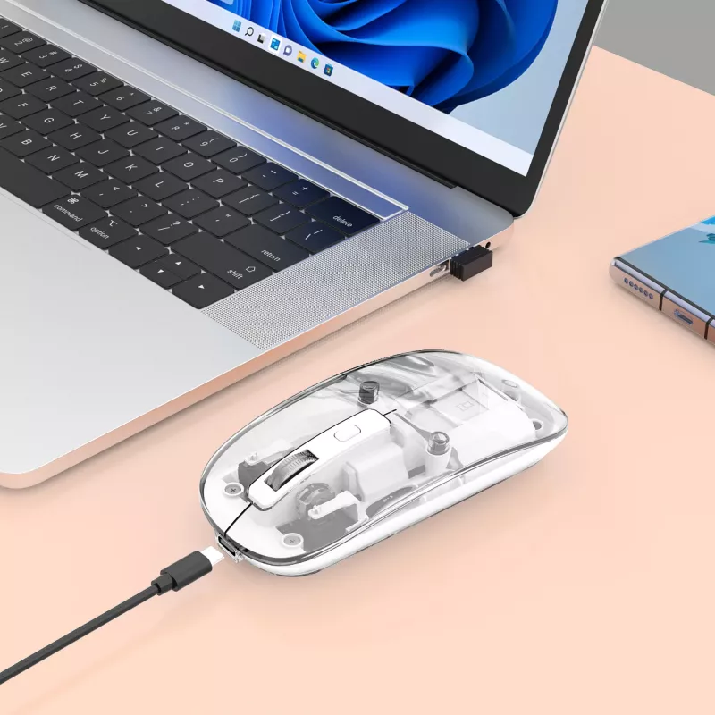 Rato sem fios recarregável USB Manhattan Transparente