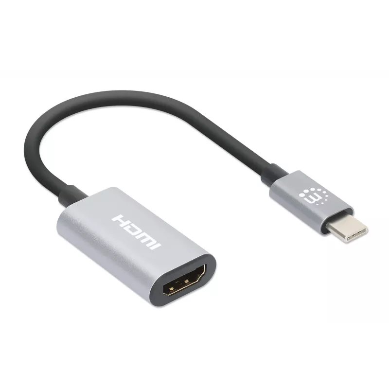 Manhattan 153973 adaptador de USB-C para HDMI, 4K 60 Hz, alumínio, Space Grey