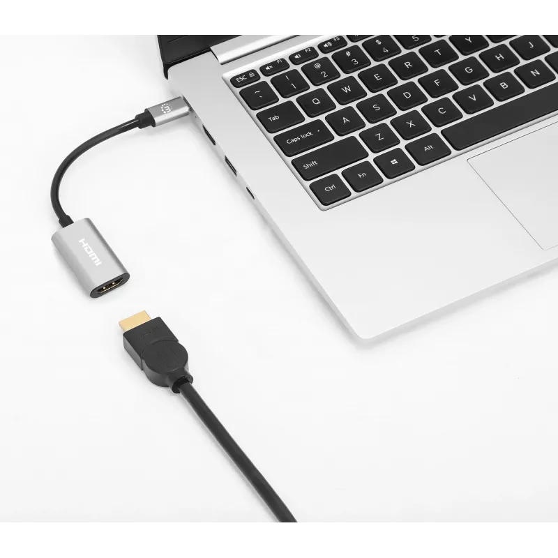 Manhattan 153973 adaptador de USB-C para HDMI, 4K 60 Hz, alumínio, Space Grey