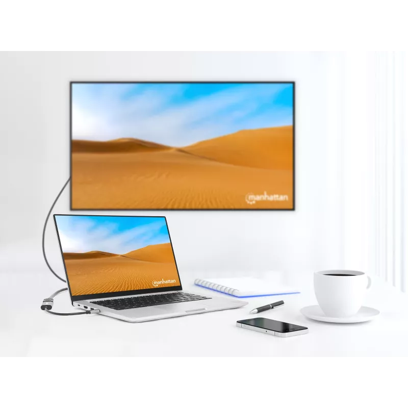 Manhattan 153973 adaptador de USB-C para HDMI, 4K 60 Hz, alumínio, Space Grey