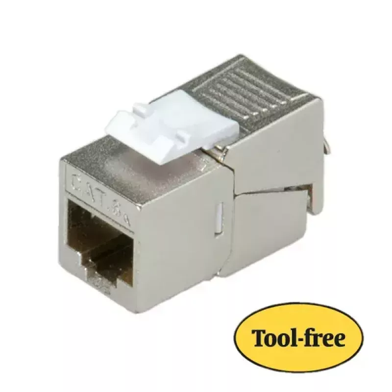 Conector fêmea Keystone ROLINE Cat.6a RJ-45 blindado, sem ferramentas, fino, prateado