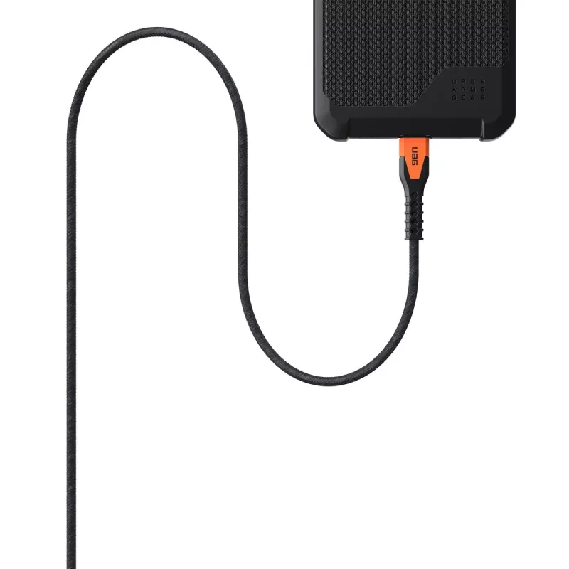 Cabo de carregamento USB-C para USB-C Eaton 1,5 m – núcleo Kevlar, USB 2.0, preto/laranja