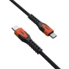 Cabo de carregamento USB-C para USB-C Eaton 1,5 m – núcleo Kevlar, USB 2.0, preto/laranja